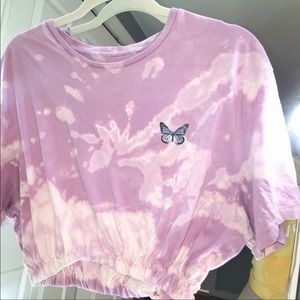 🦋HPx2🦋Cropped Bleach Dye Butterfly Top